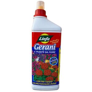 Concime per gerani e piante da fiori, fertilizzante liquido per la concimazione delle piante ornamentali fiorite da interno e da esterno. Il concime aumenta e migliora la quantità e la qualità delle fioriture, e ti aiuta ad avere fiori più grandi, colorati e profumati