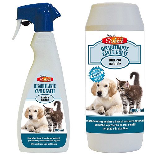 Repellente spray e granulare per allontanare i cani ed i gatti: ottimo disabituante deterrente anti cane e gatto, efficace, da utilizzare dentro e fuori casa