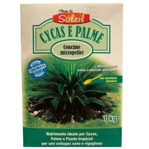 Concime fertilizzante organo minerale per cucas, palme, palmette ed ogni tipo di pianta tropicale. Il concime, oltre a nutrire le piante, migliora anche le caratteristiche chimico fisiche del terreno.
