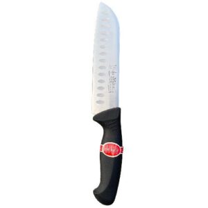 Coltello Giapponese Santoku, ideale per i professionisti, ma ottimo anche per gli hobbisti. Coltello tradizionale utilizzato in Giappone, ideale per tagliare ogni tipo di alimento con il taglio a pressione. Il coltello Giapponese Santoku ha la lama in acciaio inox ed il manico in termoplastica, con impugnatura ergonomica.