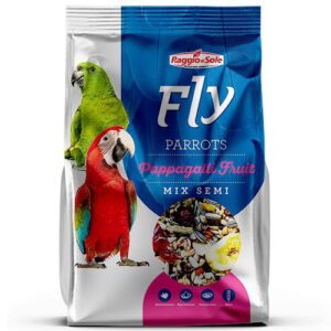 Pappagalli Fruit è un mangime per pappagalli e parrocchetti di taglia medio grande, un misto di semi e frutta disidratata. è un cibo per pappagalli che può essere utilizzato durante tutte le fasi di vita del pappagallo, come ad esempio la muta, la riproduzione, la crescita e lo svezzamento. Raggio di Sole, Fly Technical.