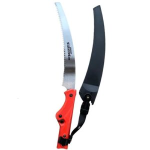 Seghetto Sirkos 330 TC Stocker, un segaccio da collegare alla pertica, alle aste, oppure ai manici telescopici. La sega è ottima per potare alberi alti, e grazie alla sua fodera con clip, è ideale per i tree climber.