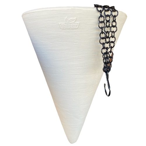 2 Vasi Sospesi Auto-irriganti Con Catena In Metallo - Bianco, In Resina PP - Ø16 X H11 Cm - Per Piante Da Interno, Balcone, Giardino, Ufficio - Con Drenaggio