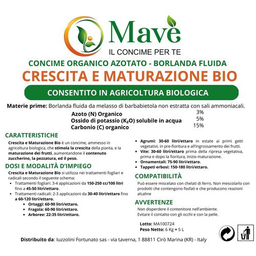etichetta concime mavè crescita e maturazione bio iuzzolini fortunato